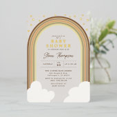 ボホレインボーベビーシャワー自然男女兼用 箔招待状 (立ち正面)