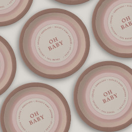 ボホレインボーベビーシャワー自然赤面ガール ペーパープレート