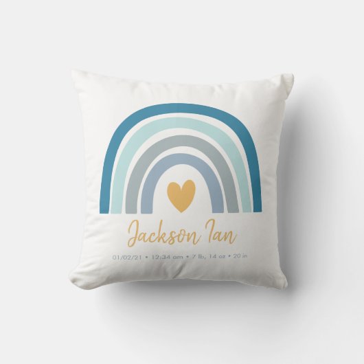 ボホレインボーベビーパーソナライズされた誕生スタッツスローP クッション (正面)