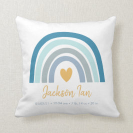 ボホレインボーベビーパーソナライズされた誕生スタッツスローP クッション