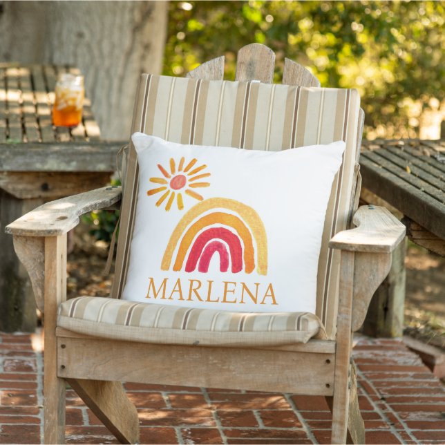 ボホレインボーボヘミアンオレンジサンベビー子供部屋キュート アウトドアクッション (椅子)