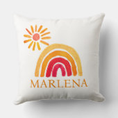 ボホレインボーボヘミアンオレンジサンベビー子供部屋キュート クッション (裏面)