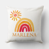 ボホレインボーボヘミアンオレンジサンベビー子供部屋キュート クッション (正面)