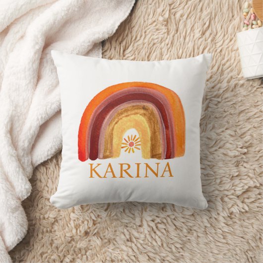 ボホレインボーボヘミアンサンオレンジベビー子供部屋キュート クッション (ブランケット)