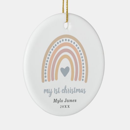 ボホレインボーボーイベビー写真マイ初めてのクリスマス セラミックオーナメント (右)