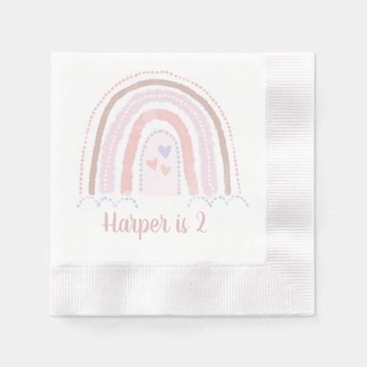 ボホレインボーミュートピンクス誕生日 縁ありカクテルナプキン (正面)