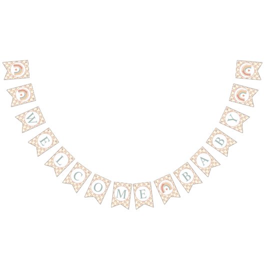 ボホレインボーモダンウェルカムベビーバンティング – ウォーターコ バンティングフラッグ (全)