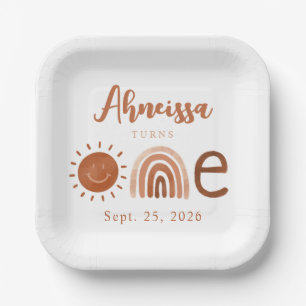 ボホレインボーモダンサンシャインファースト誕生日 ペーパープレート