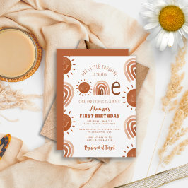 ボホレインボーモダンサンシャインワンファースト誕生日 招待状