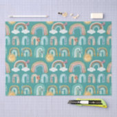 ボホレインボーモダンティール（緑がかった色）テラコッタマスタードピンク 薄葉紙 (クラフト)