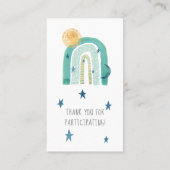 ボホレインボーモダンティール(緑がかった色)男の赤ちゃんオムツラッフル 名刺 (裏面)