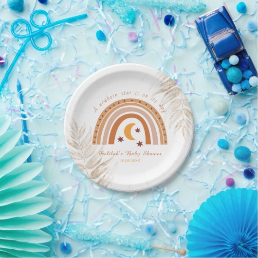 ボホレインボーモダンベビーシャワーをテーマにした紙プレート ペーパープレート (パーティー)