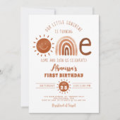 ボホレインボーモダンリトルサンシャインファースト誕生日 招待状 (正面)