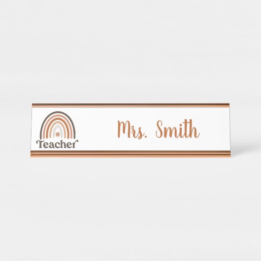 ボホレインボーモダン先生アップル デスクネームプレート (正面)