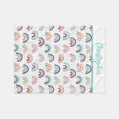 ボホレインボーモノグラムのズティール(緑がかった色)オレンジベビーブランケット フリースブランケット (正面(横))