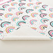 ボホレインボーモノグラムのズピンクティール(緑がかった色)オレンジ シェルパブランケット (3/4)