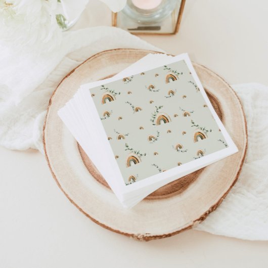 ボホレインボーユーカリプタス子供部屋ベビーシャワー スタンダードカクテルナプキン