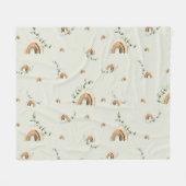 ボホレインボーユーカリプタス子供部屋ベビーシャワー フリースブランケット (正面(横))