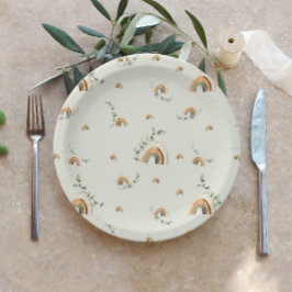 ボホレインボーユーカリプタス子供部屋ベビーシャワー ペーパープレート