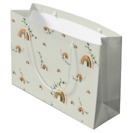 ボホレインボーユーカリプタス子供部屋ベビーシャワー ラージペーパーバッグ