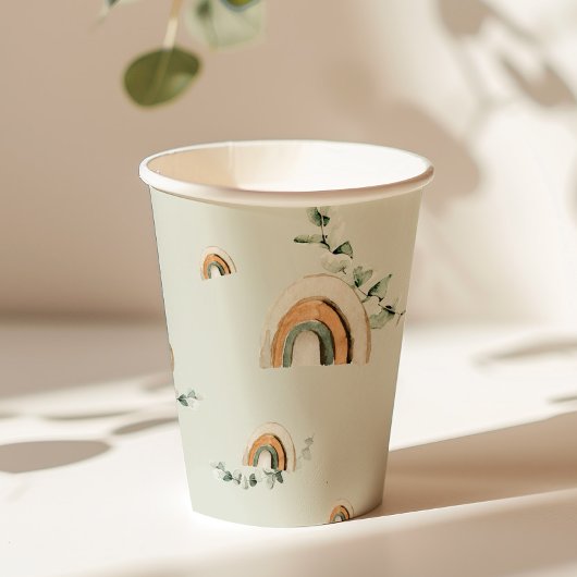 ボホレインボーユーカリプタス子供部屋ベビーシャワー 紙コップ