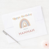 ボホレインボー子供の誕生日ギフトステッカー スクエアシール (封筒)