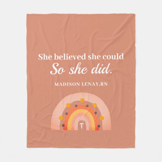 ボホレインボー感動的ナース信じ名前 フリースブランケット (正面)