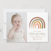 ボホレインボー男女兼用誕生日写真 招待状 (正面)