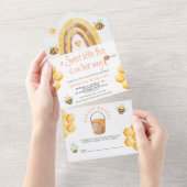 ボホレインボー素朴スイートリトルビーベビーシャワー オールインワン招待状 (貼ってはがせる)