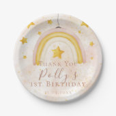 ボホレインボー金ゴールドスター魔法ダスト1st誕生日 ペーパープレート (正面)