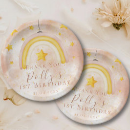 ボホレインボー金ゴールドスター魔法ダスト1st誕生日 ペーパープレート