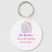 ボホレインボー1誕生日キッズ明るいレトロはっきりした キーホルダー (裏面)