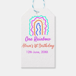 ボホレインボー1誕生日キッズ明るいレトロはっきりした ギフトタグ