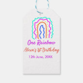 ボホレインボー1誕生日キッズ明るいレトロはっきりした ギフトタグ (裏面)