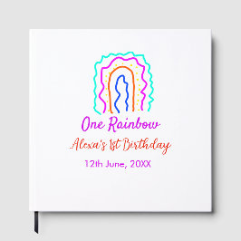 ボホレインボー1誕生日キッズ明るいレトロはっきりした ゲストブック