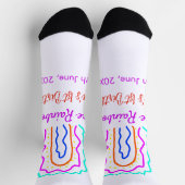 ボホレインボー1誕生日キッズ明るいレトロはっきりした ソックス (上部)