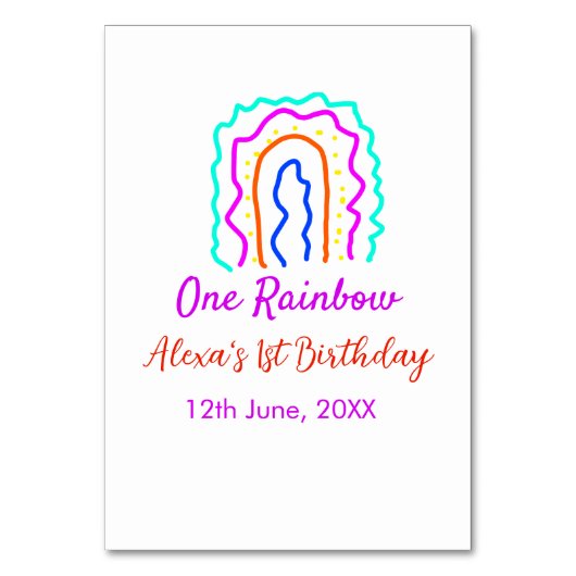 ボホレインボー1誕生日キッズ明るいレトロはっきりした テーブルナンバー (正面)