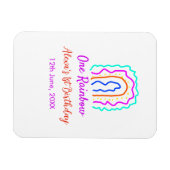 ボホレインボー1誕生日キッズ明るいレトロはっきりした マグネット (横)