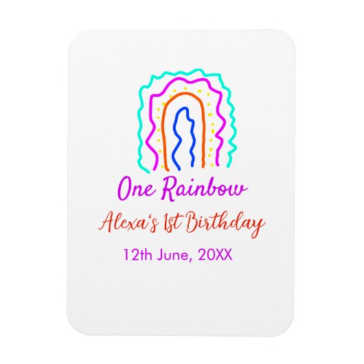 ボホレインボー1誕生日キッズ明るいレトロはっきりした マグネット (縦)
