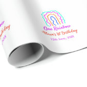 ボホレインボー1誕生日キッズ明るいレトロはっきりした ラッピングペーパー (ロールコーナー)