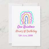 ボホレインボー1誕生日キッズ明るいレトロはっきりした 招待状 (裏面)