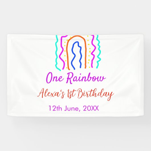 ボホレインボー1誕生日キッズ明るいレトロはっきりした 横断幕 (横)