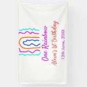 ボホレインボー1誕生日キッズ明るいレトロはっきりした 横断幕 (縦)