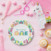 ボホレインボー&サンズ1stバースデーブルーウォーター色 ペーパープレート (パーティー)