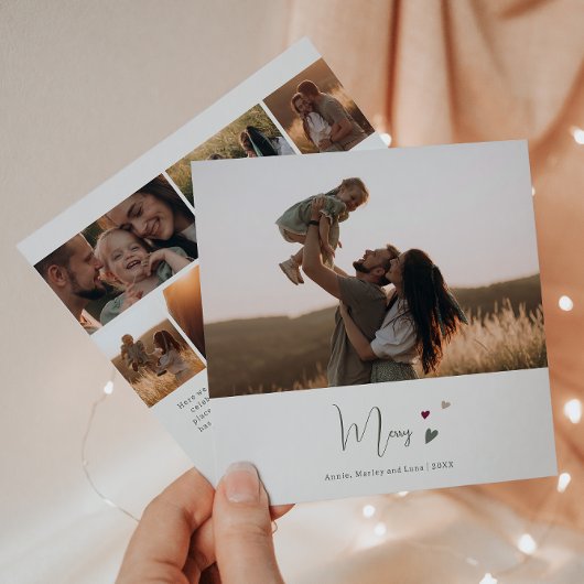 ボホレインボー&ハートメリーセブン写真クリスマス シーズンカード