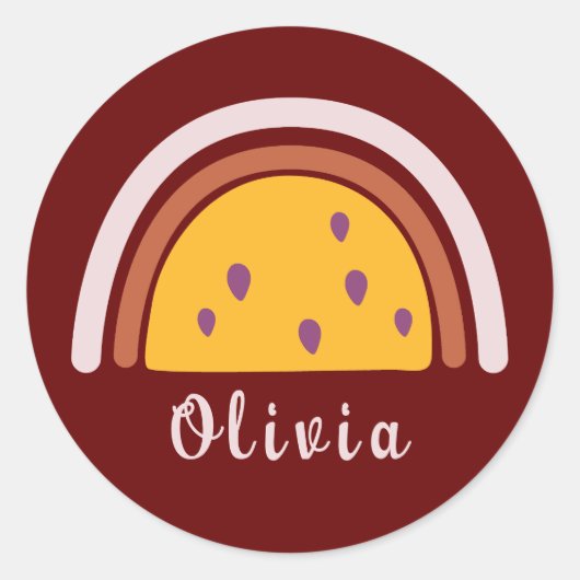 ボホレインボー(名パーソナライズされた前は黄色) ラウンドシール (正面)