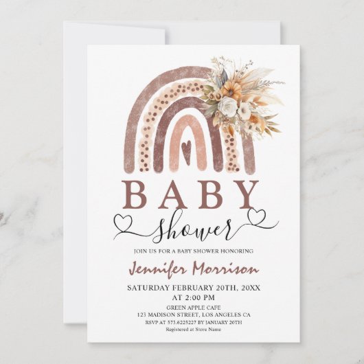 ボホレインボー |赤男女兼用ちゃんシャワー 招待状 (正面)