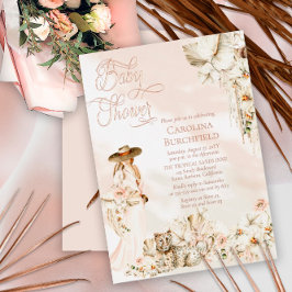 ボホレオパレドレディ熱帯フローラガールベビーシャワー 箔招待状