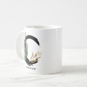 ボホレターCモノグラム水彩熱帯サボテン コーヒーマグカップ (正面左)