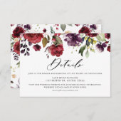 ボホレッドとパープルの水彩花詳細 エンクロージャーカード (正面/裏面)